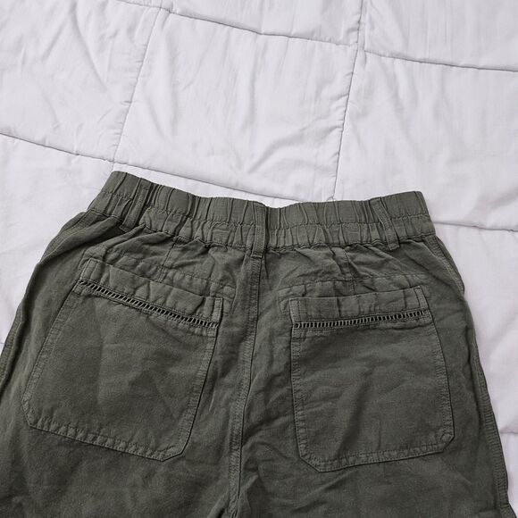 Sundance Rivera Pants 10 Green Straight Leg Linen Cotton High-Rise Button Fly - Picture 5 of 9